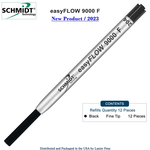 Imprinted Schmidt easyFLOW9000 Ballpoint Refill- Black Ink, Fine Tip 0.8mm - Pack of 12