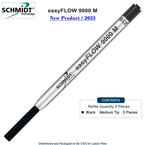 Imprinted Schmidt easyFLOW9000 Ballpoint Refill- Black Ink, Medium Tip 1.0mm - Pack of 5