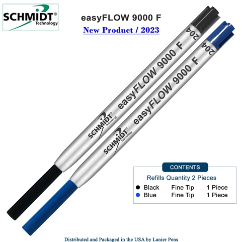 Imprinted Schmidt easyFLOW9000 Ballpoint Refill- Black & Blue Ink, Fine Tip 0.8mm - Pack of 2